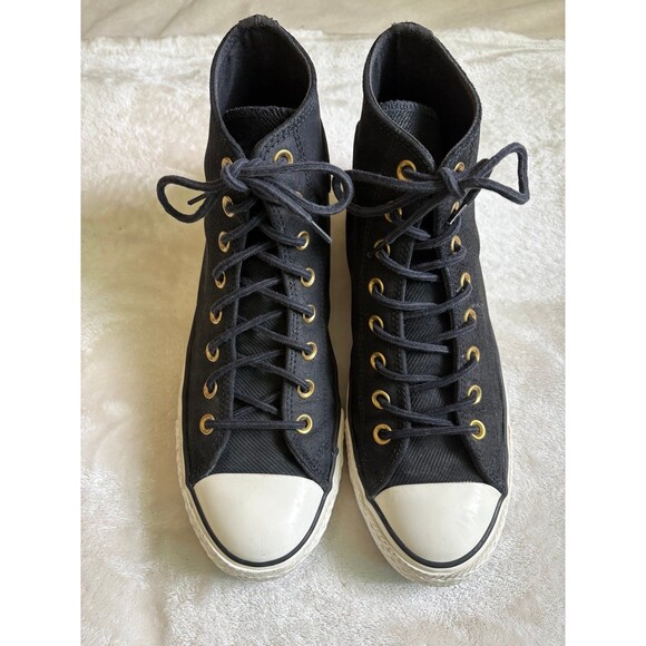 Converse Chuck Taylor All Star Black Hi Top Leather Sneakers - Men’s Sz 9 - Picture 3 of 8